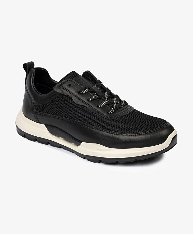 Erkek Siyah Hakiki Deri Spor Ayakkabı - 2