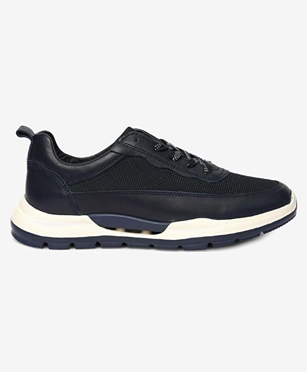 Erkek Lacivert Hakiki Deri Spor Ayakkabı - 1