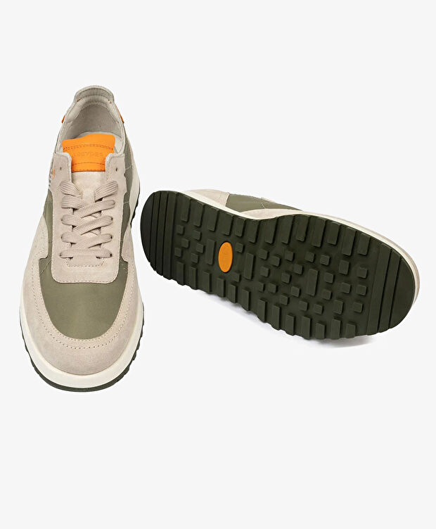 Erkek Vizon Haki Hakiki Deri Spor Ayakkabı - 6