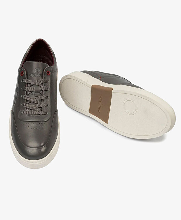 Erkek Antrasit Hakiki Deri Sneaker Ayakkabı - 6