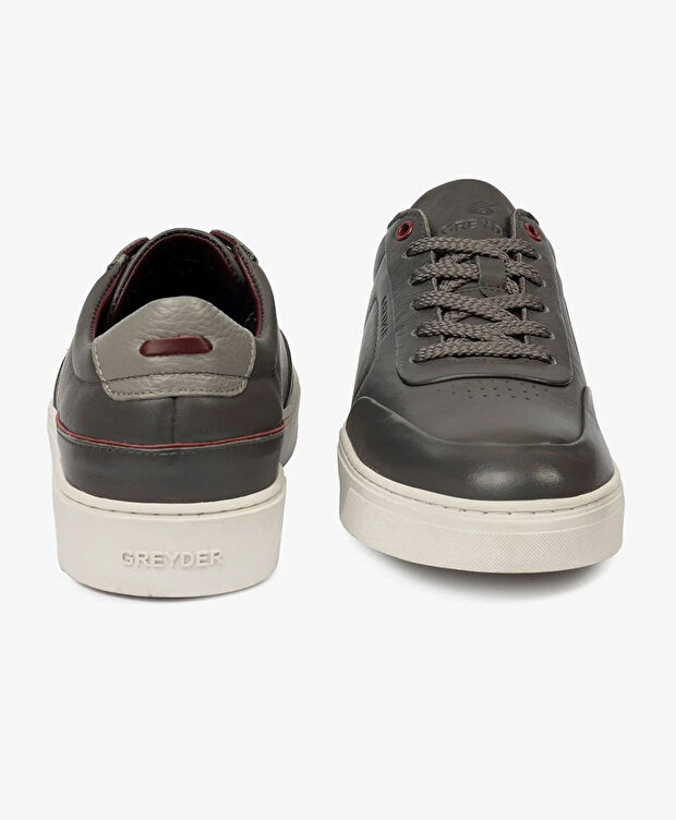 Erkek Antrasit Hakiki Deri Sneaker Ayakkabı - 7