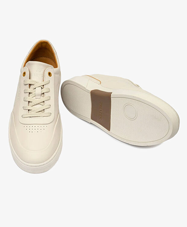 Erkek Kirli Beyaz Hakiki Deri Sneaker Ayakkabı - 6