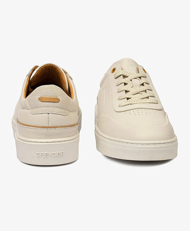 Erkek Kirli Beyaz Hakiki Deri Sneaker Ayakkabı - 7