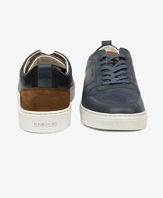 Erkek Lacivert Hakiki Deri Sneaker Ayakkabı - 7