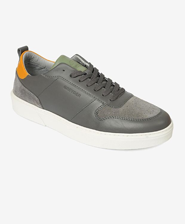 Erkek Antrasit Hakiki Deri Sneaker Ayakkabı - 1