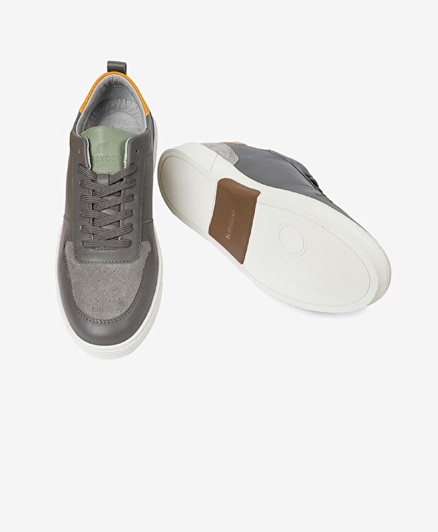 Erkek Antrasit Hakiki Deri Sneaker Ayakkabı - 6