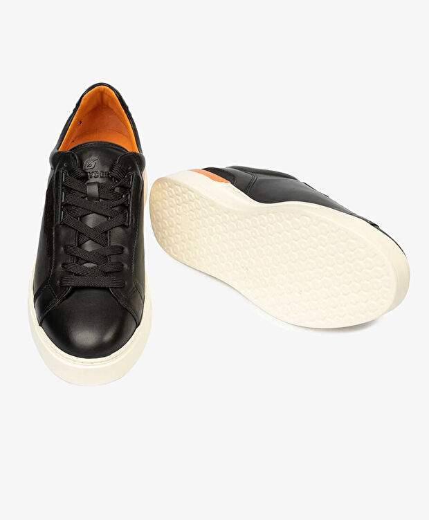 Erkek Siyah Hakiki Deri Sneaker Ayakkabı - 6