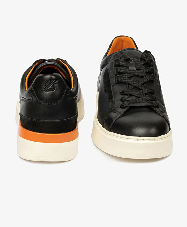 Erkek Siyah Hakiki Deri Sneaker Ayakkabı - 7