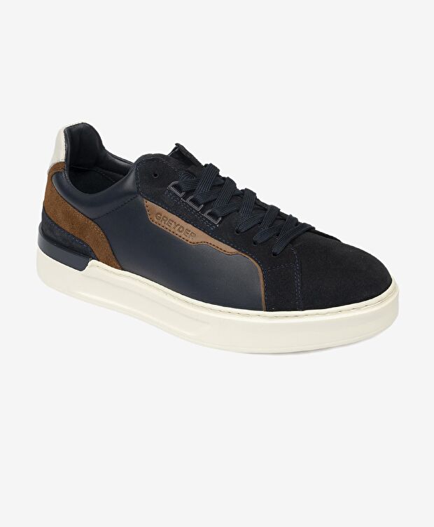 Erkek Açık Lacivert Hakiki Deri Sneaker Ayakkabı - 1