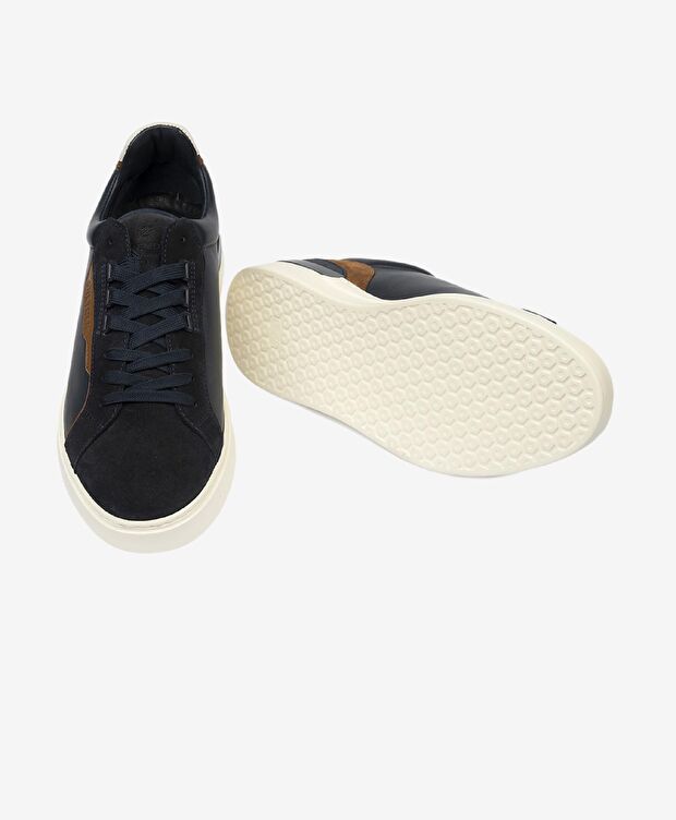 Erkek Açık Lacivert Hakiki Deri Sneaker Ayakkabı - 6