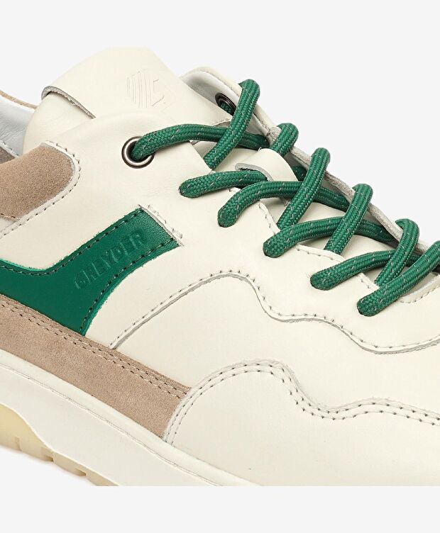 Erkek Beyaz Yeşil Hakiki Deri Sneaker Ayakkabı - 5