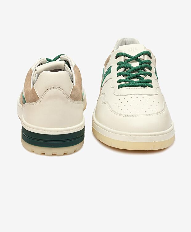 Erkek Beyaz Yeşil Hakiki Deri Sneaker Ayakkabı - 7