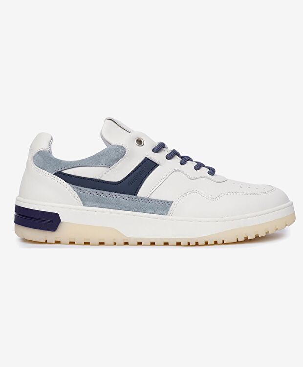 Erkek Beyaz Mavi Hakiki Deri Sneaker Ayakkabı - 1