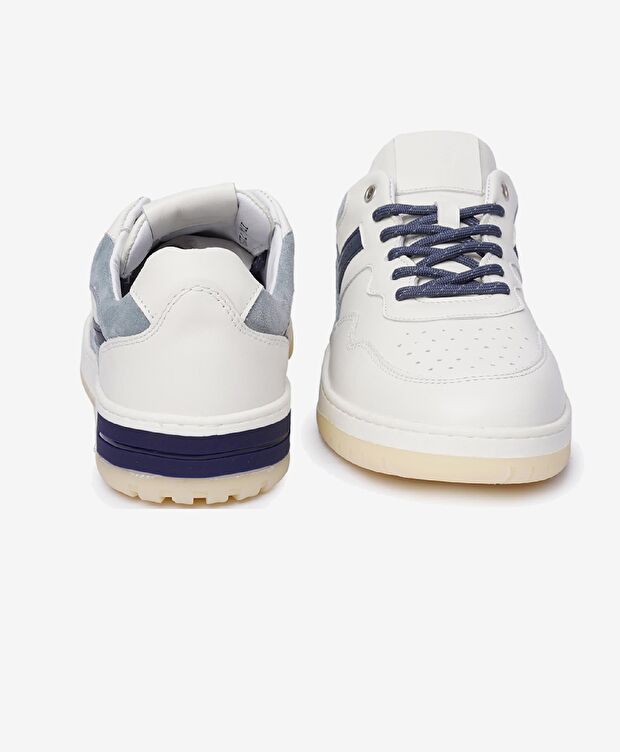 Erkek Beyaz Mavi Hakiki Deri Sneaker Ayakkabı - 7