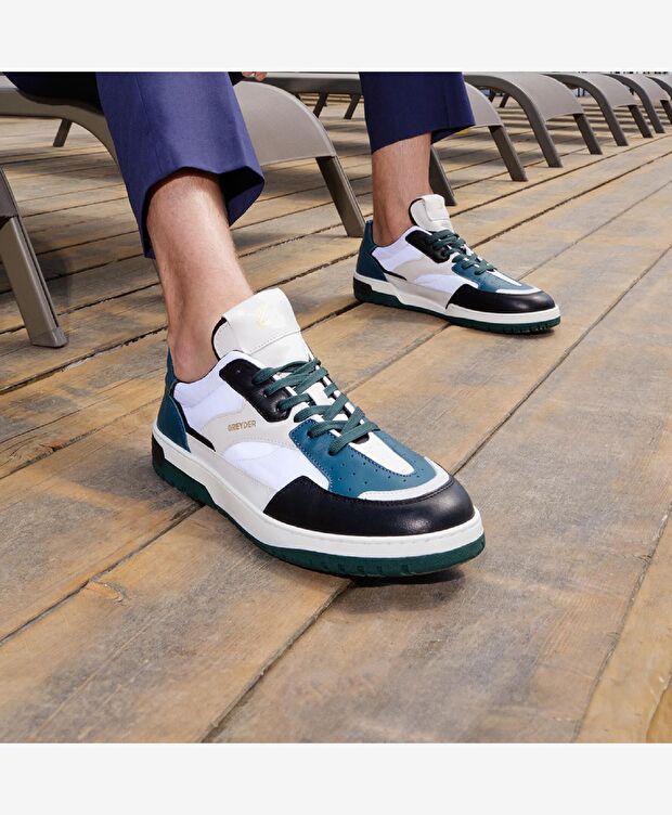 Erkek Siyah Beyaz Hakiki Deri Sneaker Ayakkabı - 9