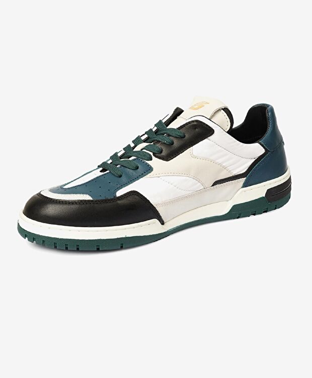 Erkek Siyah Beyaz Hakiki Deri Sneaker Ayakkabı - 3