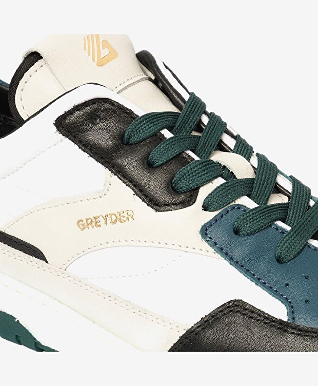 Erkek Siyah Beyaz Hakiki Deri Sneaker Ayakkabı - 5