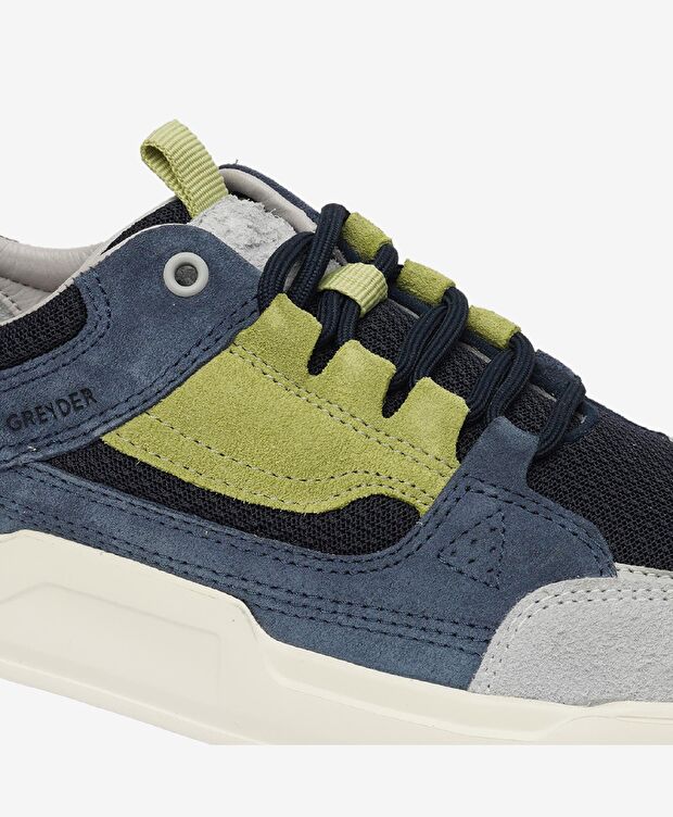 Erkek İndigo Hakiki Deri Sneaker Ayakkabı - 5