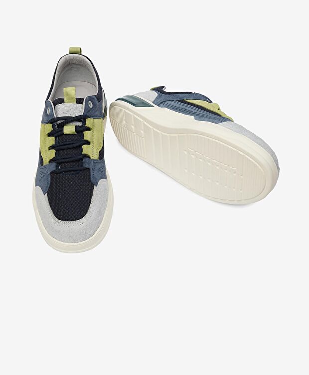 Erkek İndigo Hakiki Deri Sneaker Ayakkabı - 6