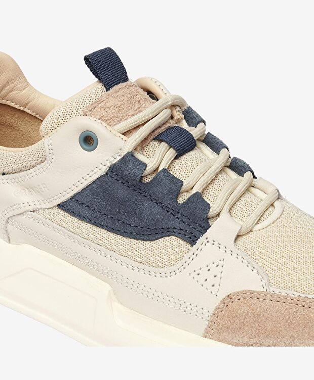 Erkek Beyaz Açık Vizon Hakiki Deri Sneaker Ayakkabı - 7