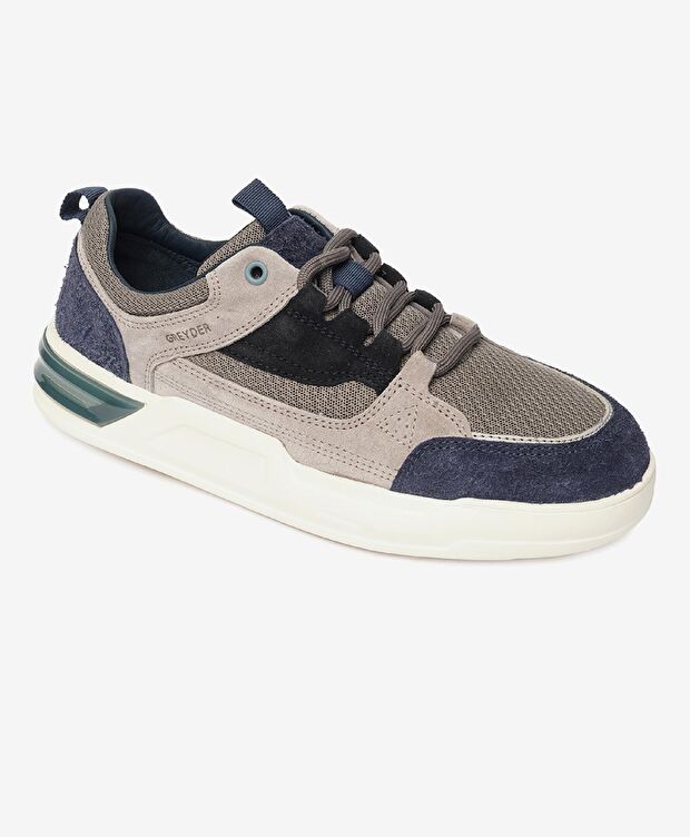 Erkek Lacivert Hakiki Deri Sneaker Ayakkabı - 1
