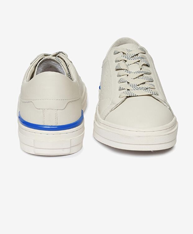 Erkek Beyaz Hakiki Deri Sneaker Ayakkabı - 7