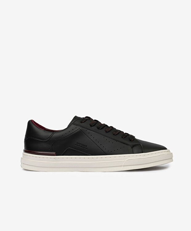 Erkek Siyah Hakiki Deri Sneaker Ayakkabı - 1