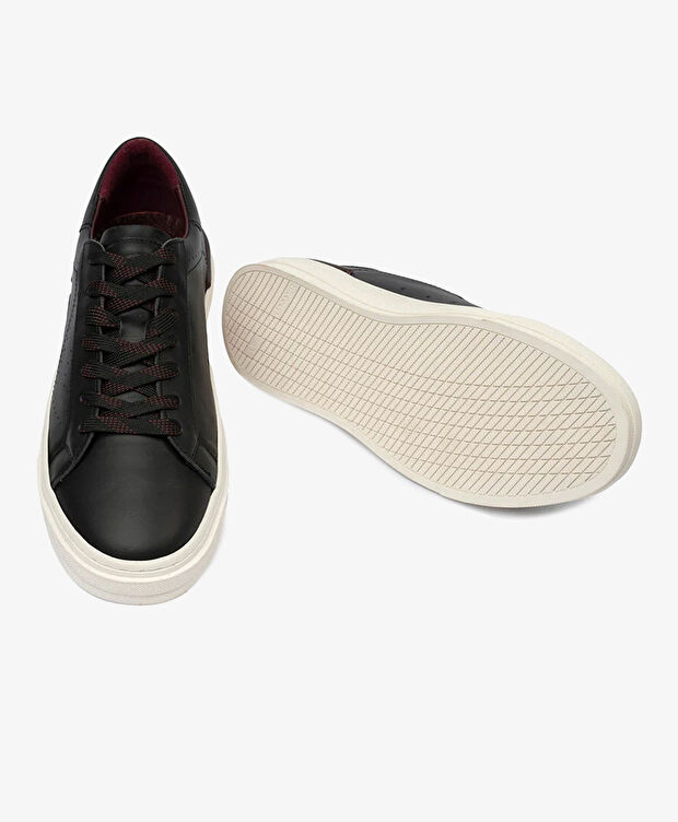 Erkek Siyah Hakiki Deri Sneaker Ayakkabı - 6