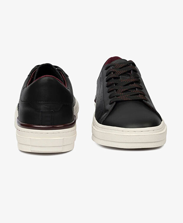 Erkek Siyah Hakiki Deri Sneaker Ayakkabı - 7