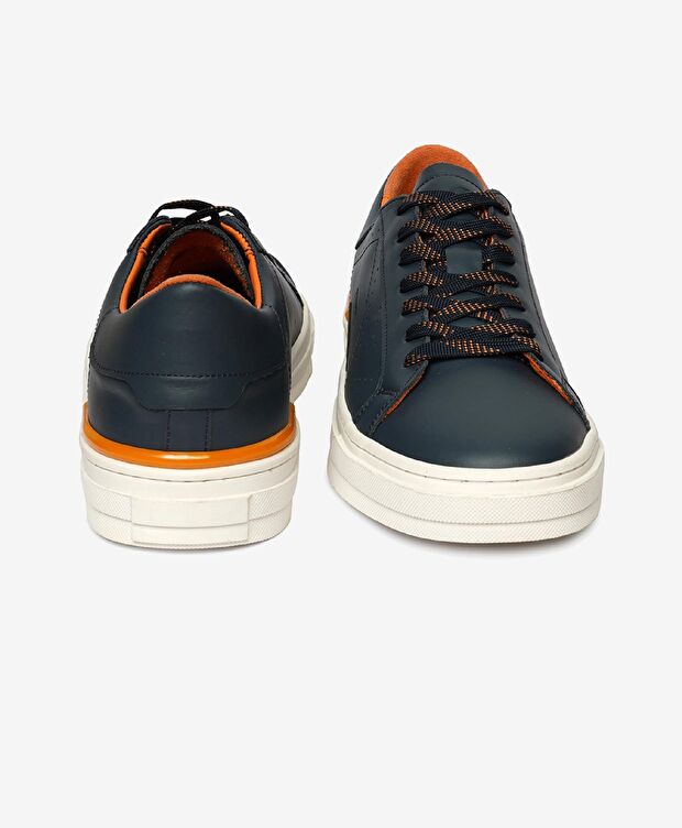 Erkek Lacivert Hakiki Deri Sneaker Ayakkabı - 7