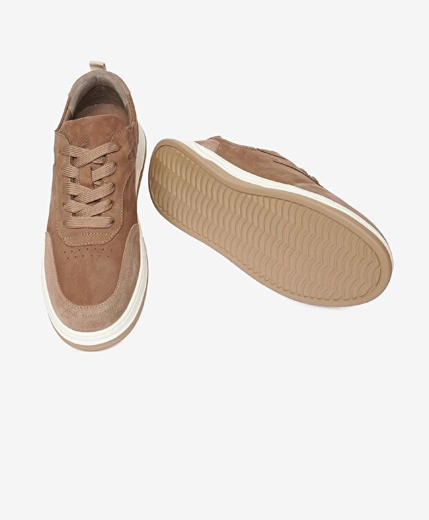 Erkek Koyu Vizon Hakiki Deri Sneaker Ayakkabı - 6