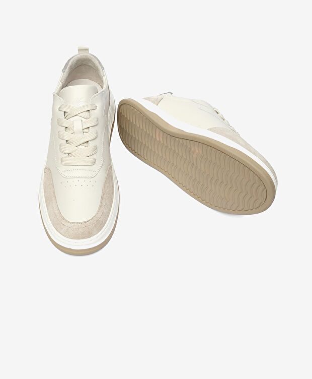 Erkek Açık Vizon Hakiki Deri Sneaker Ayakkabı - 6