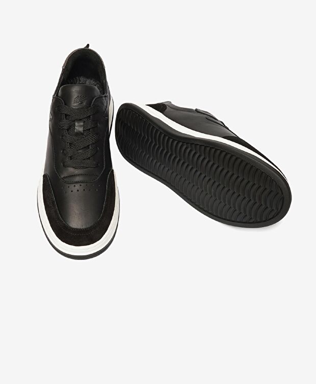 Erkek Siyah Gri Hakiki Deri Sneaker Ayakkabı - 6