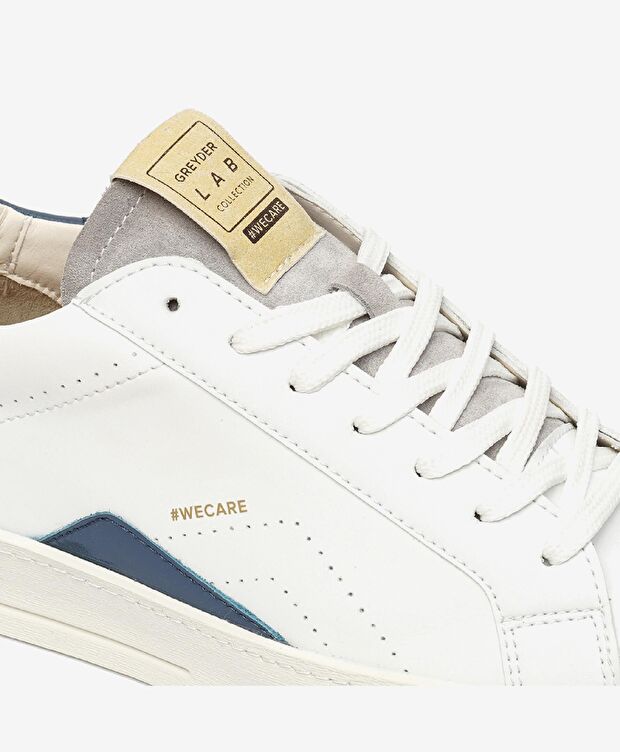 Greyder LAB Erkek Beyaz Mavi Hakiki Deri Sneaker Ayakkabı - 5