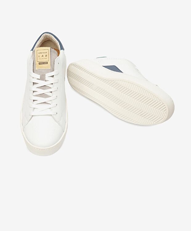 Greyder LAB Erkek Beyaz Mavi Hakiki Deri Sneaker Ayakkabı - 6