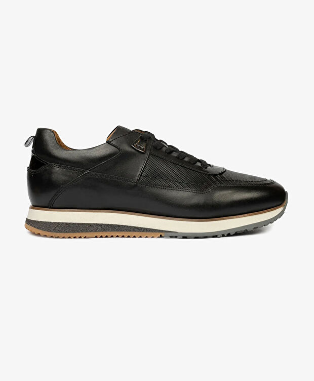 Erkek Siyah Hakiki Deri Sneaker Ayakkabı - 1