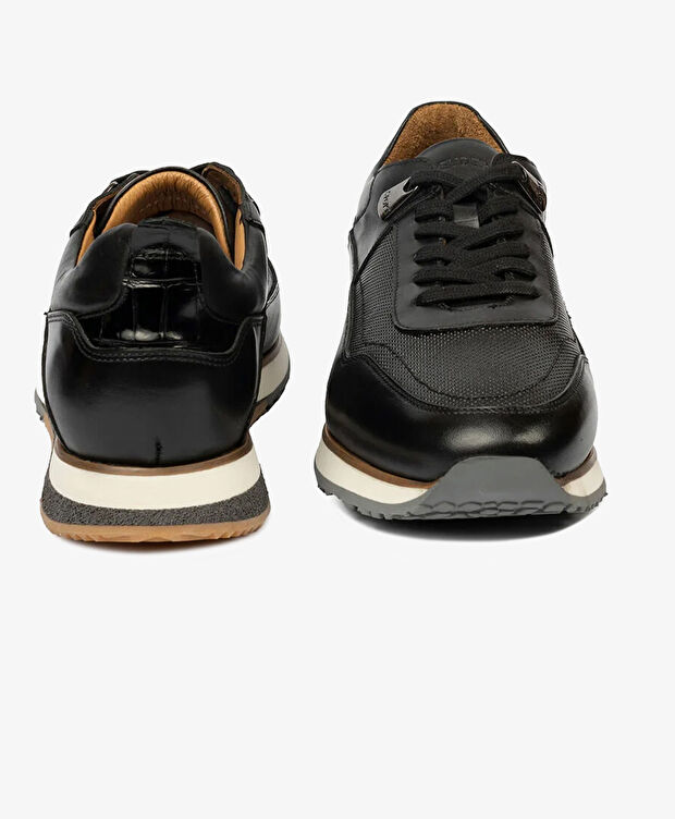 Erkek Siyah Hakiki Deri Sneaker  Ayakkabı - 7