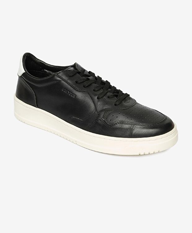 Erkek Siyah Hakiki Deri Sneaker Ayakkabı - 1