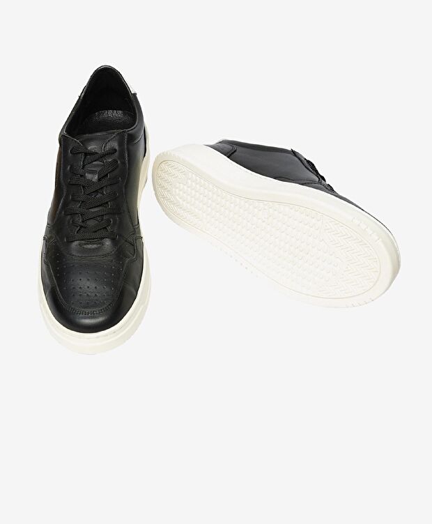 Erkek Siyah Hakiki Deri Sneaker Ayakkabı - 6