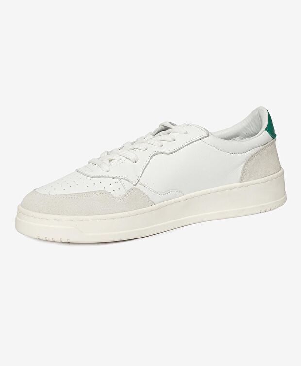 Erkek Beyaz Yeşil Hakiki Deri Sneaker Ayakkabı - 3