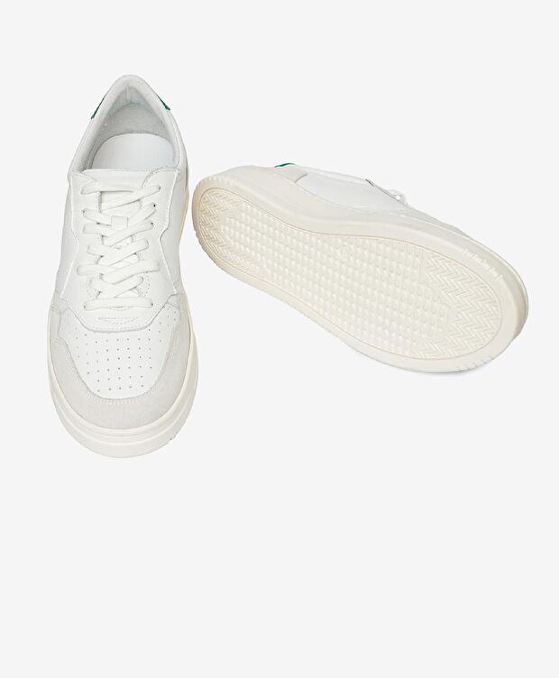 Erkek Beyaz Yeşil Hakiki Deri Sneaker Ayakkabı - 6