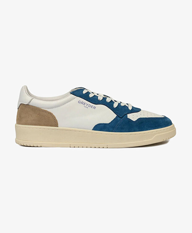 Erkek Saks Beyaz Hakiki Deri Sneaker Ayakkabı - 1
