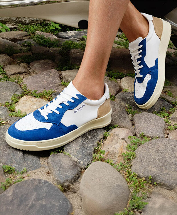 Erkek Saks Beyaz Hakiki Deri Sneaker Ayakkabı - 8