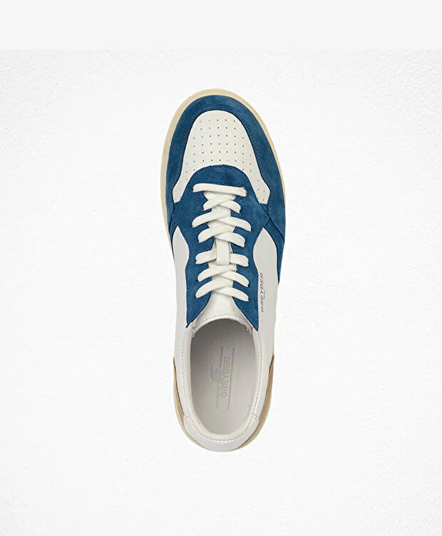 Erkek Saks Beyaz Hakiki Deri Sneaker Ayakkabı - 4