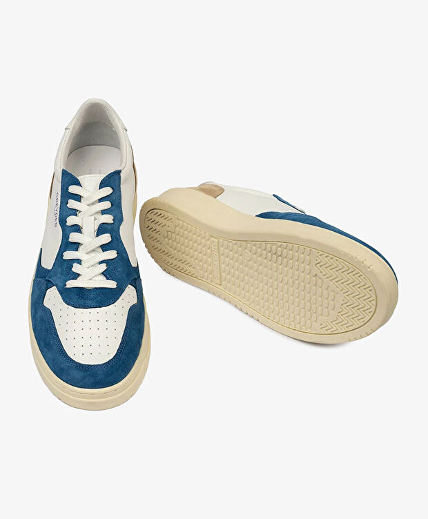 Erkek Saks Beyaz Hakiki Deri Sneaker Ayakkabı - 6