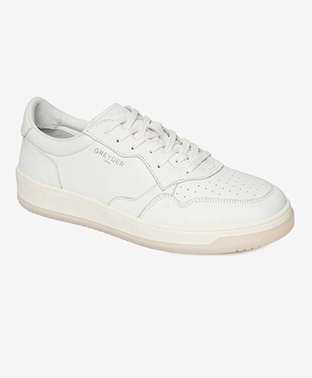 Erkek Kırık Beyaz Hakiki Deri Sneaker Ayakkabı - 1