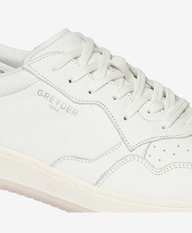 Erkek Kırık Beyaz Hakiki Deri Sneaker Ayakkabı - 5