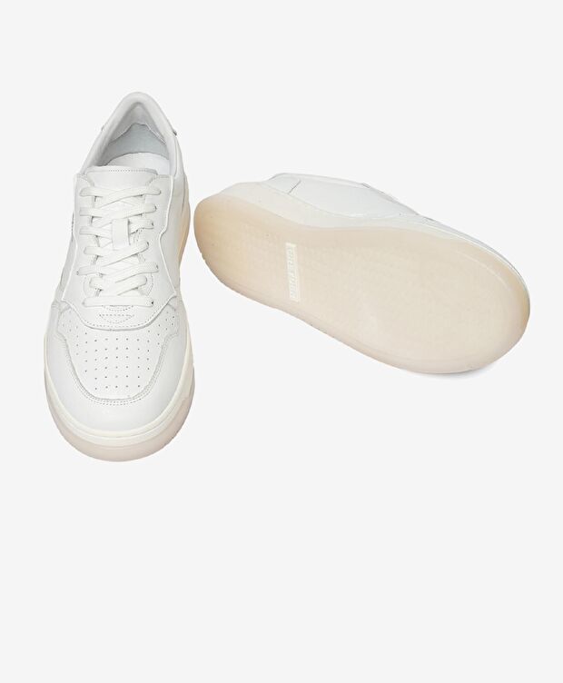 Erkek Kırık Beyaz Hakiki Deri Sneaker Ayakkabı - 6