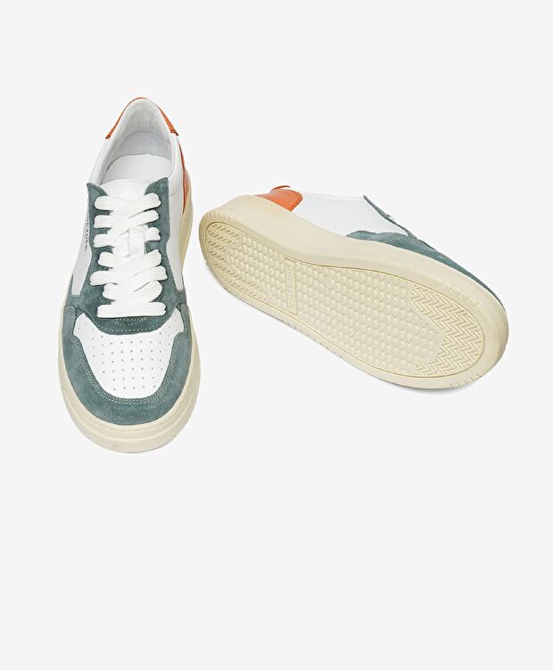 Erkek Turkuaz Beyaz Hakiki Deri Sneaker Ayakkabı - 6