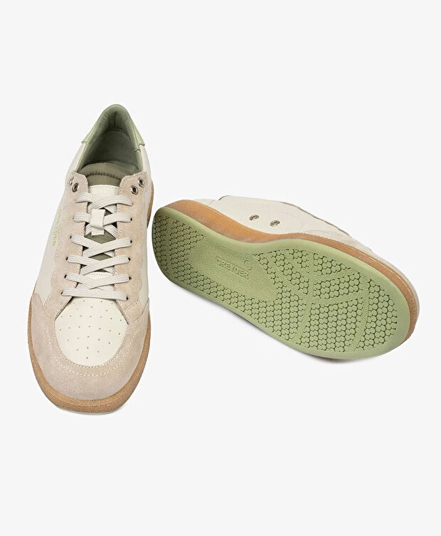 Erkek Bej Hakiki Deri Sneaker Ayakkabı - 6